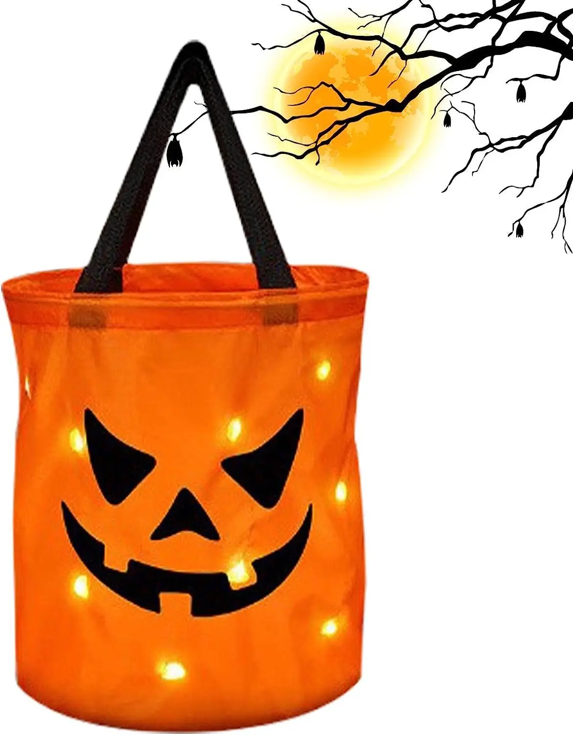 Светодиодная сумка для подарков на Хэллоуин - многоцелевая сумка из тыквы с подсветкой | Легкое ведерко для подарков для детей, сувениры для Хэллоуина 0
