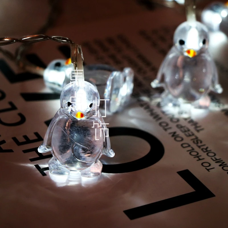 Симпатичные гирлянды с изображением пингвинов, гирлянды с животными, декор для детской комнаты, Рождественские украшения, огни 1
