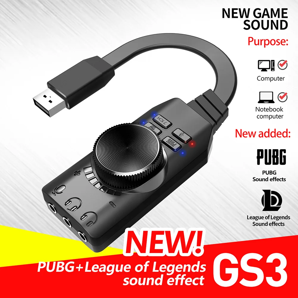 Адаптер-преобразователь звуковой карты GS3 7.1 Channel Внешняя аудиогарнитура USB для ПК 1