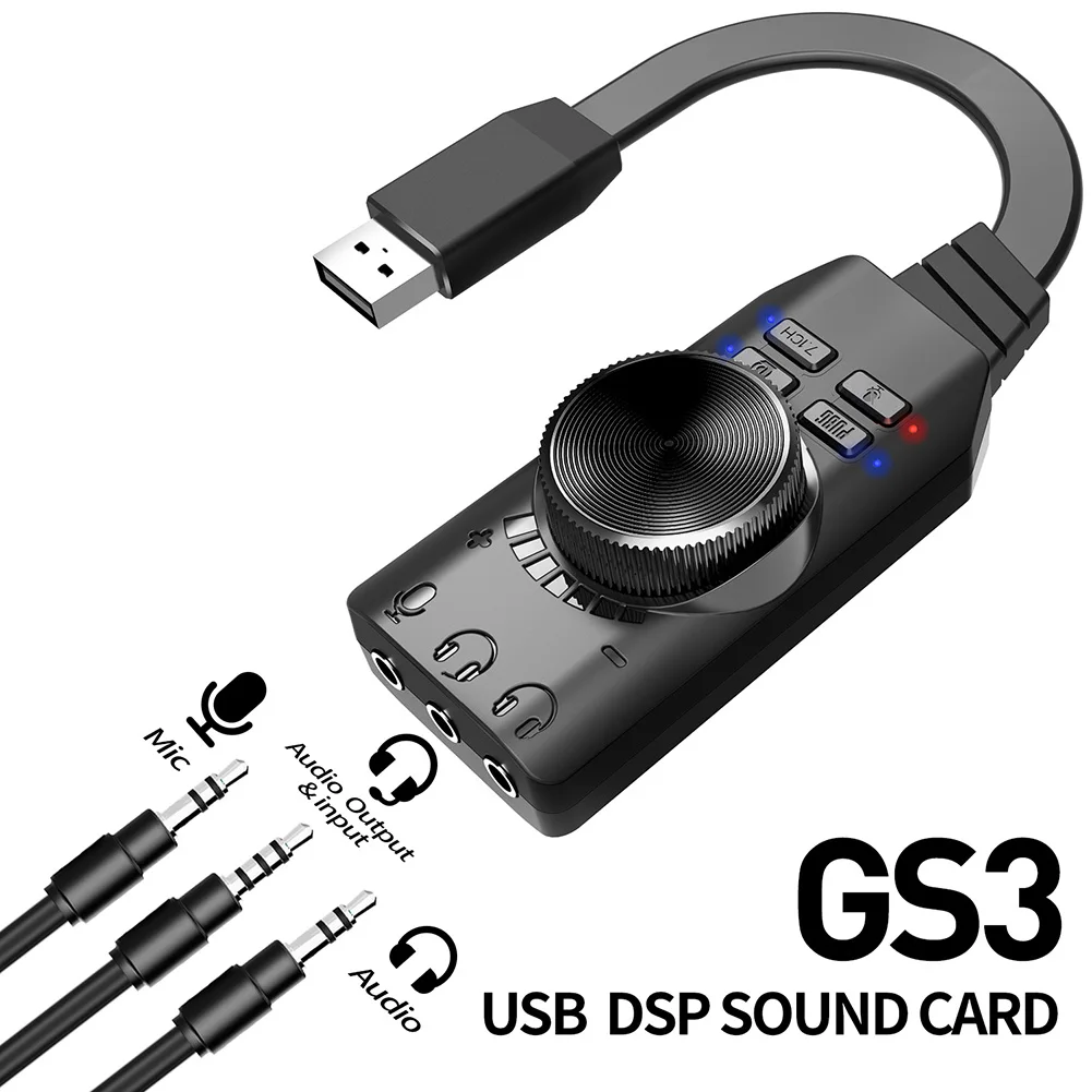 Адаптер-преобразователь звуковой карты GS3 7.1 Channel Внешняя аудиогарнитура USB для ПК 3