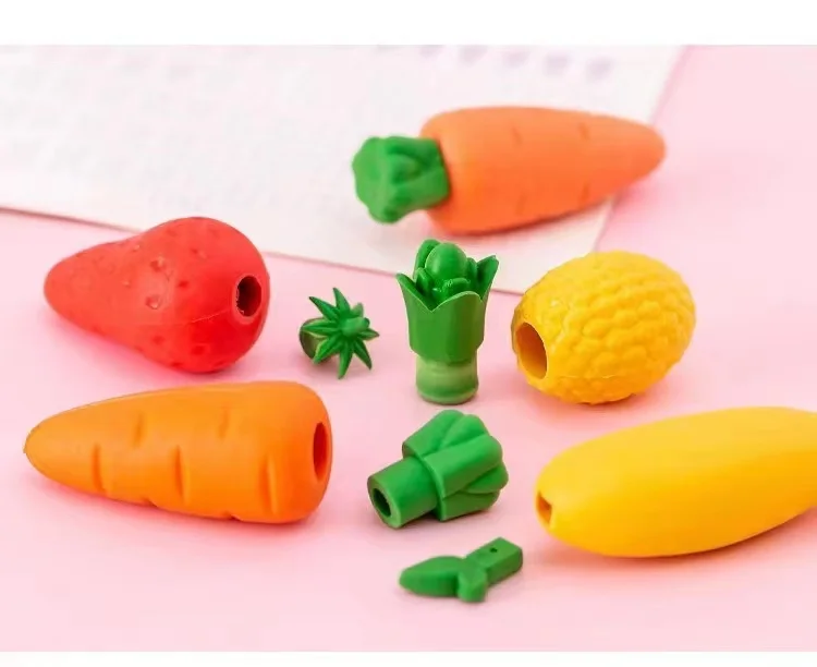 3 шт Ластик для детского сада креативный милый фрукт морковь манго прочный ластик для школьных принадлежностей 1