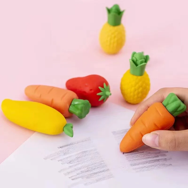 3 шт Ластик для детского сада креативный милый фрукт морковь манго прочный ластик для школьных принадлежностей 3