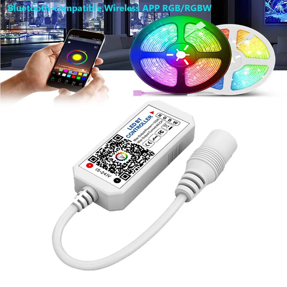 Контроллер светодиодной ленты DC5-24V RGBW RGB, совместимый с Bluetooth, беспроводное приложение, музыка, Голосовой смартфон, радиочастотное управление ленточными лампами 0