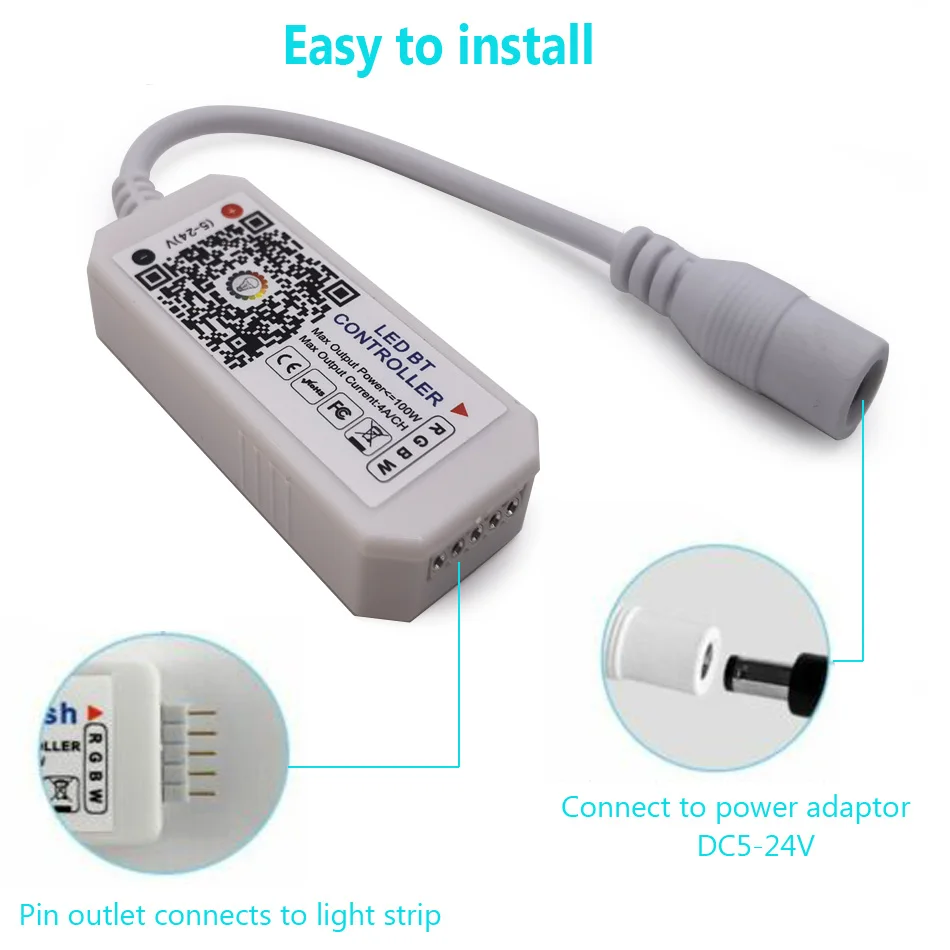 Контроллер светодиодной ленты DC5-24V RGBW RGB, совместимый с Bluetooth, беспроводное приложение, музыка, Голосовой смартфон, радиочастотное управление ленточными лампами 2