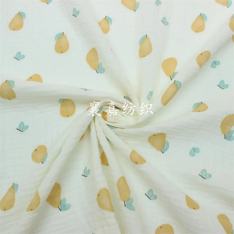 Марля из двухслойного хлопчатобумажного крепа 135x100 см с рисунком груши, ткань для домашней одежды для пижам 2