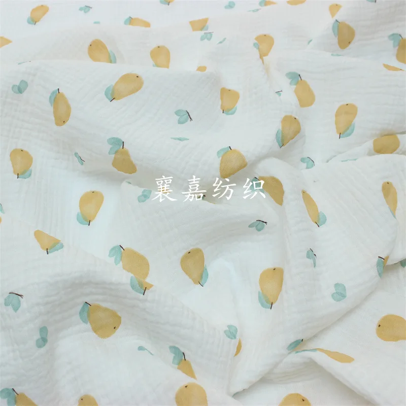Марля из двухслойного хлопчатобумажного крепа 135x100 см с рисунком груши, ткань для домашней одежды для пижам 3