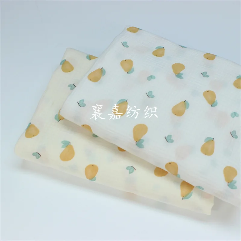 Марля из двухслойного хлопчатобумажного крепа 135x100 см с рисунком груши, ткань для домашней одежды для пижам 4