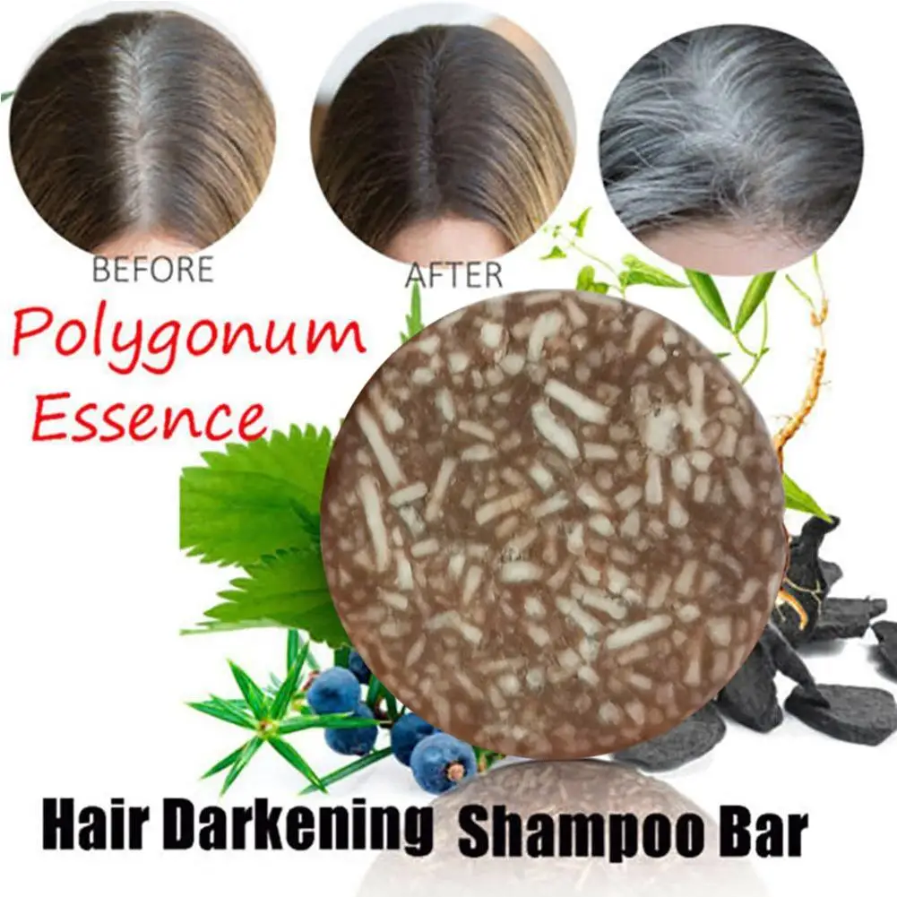 20X Шампунь для затемнения волос Polygonum Essence, Батончик мыла, Натуральная Органическая Мягкая формула Шампуня для волос, средство для обратного очищения седых волос 2