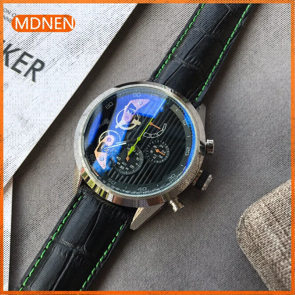 MDNEN Мужские водонепроницаемые кварцевые часы из нержавеющей стали 904L 43 мм -tag 0