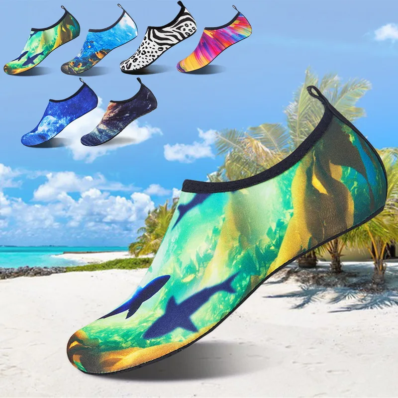 Обувь Унисекс с 3D-принтом Aqua, Водонепроницаемая обувь, высококачественная пляжная обувь для водных видов спорта, Тапочки, Носки для плавания, Нескользящие носки для плавания на берегу моря 5