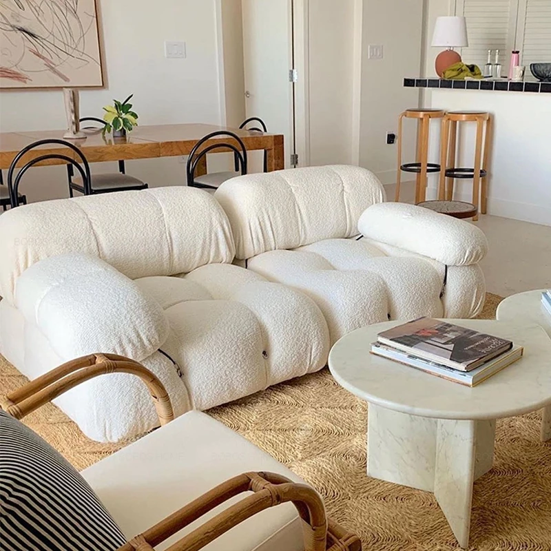Современные комбинации диванов с гибкими тканевыми модулями Удобный диван для гостиной в стиле винтажной мебели в минималистском стиле 1