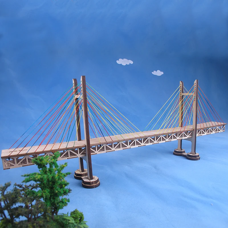 Деревянная Собранная модель моста 3DJigsaw Пазл Ручной работы Известный Архитектурный Пейзаж Игрушки Подарок 2