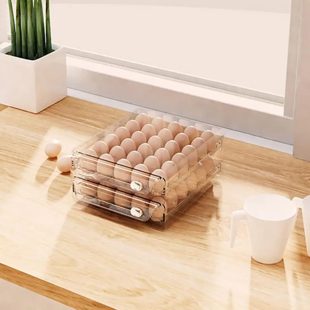 Двухъярусный органайзер для яиц, Вместительный двухслойный контейнер для хранения яиц со шкалой таймера, Компактная подставка для яиц в холодильнике 4