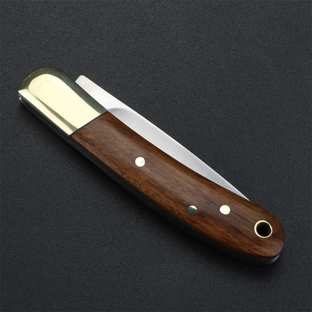 Открытый складной нож с латунной ручкой из сандалового дерева, сталь 420 высокой твердости, открытый охотничий нож, инструмент для выживания в кемпинге, нож 1