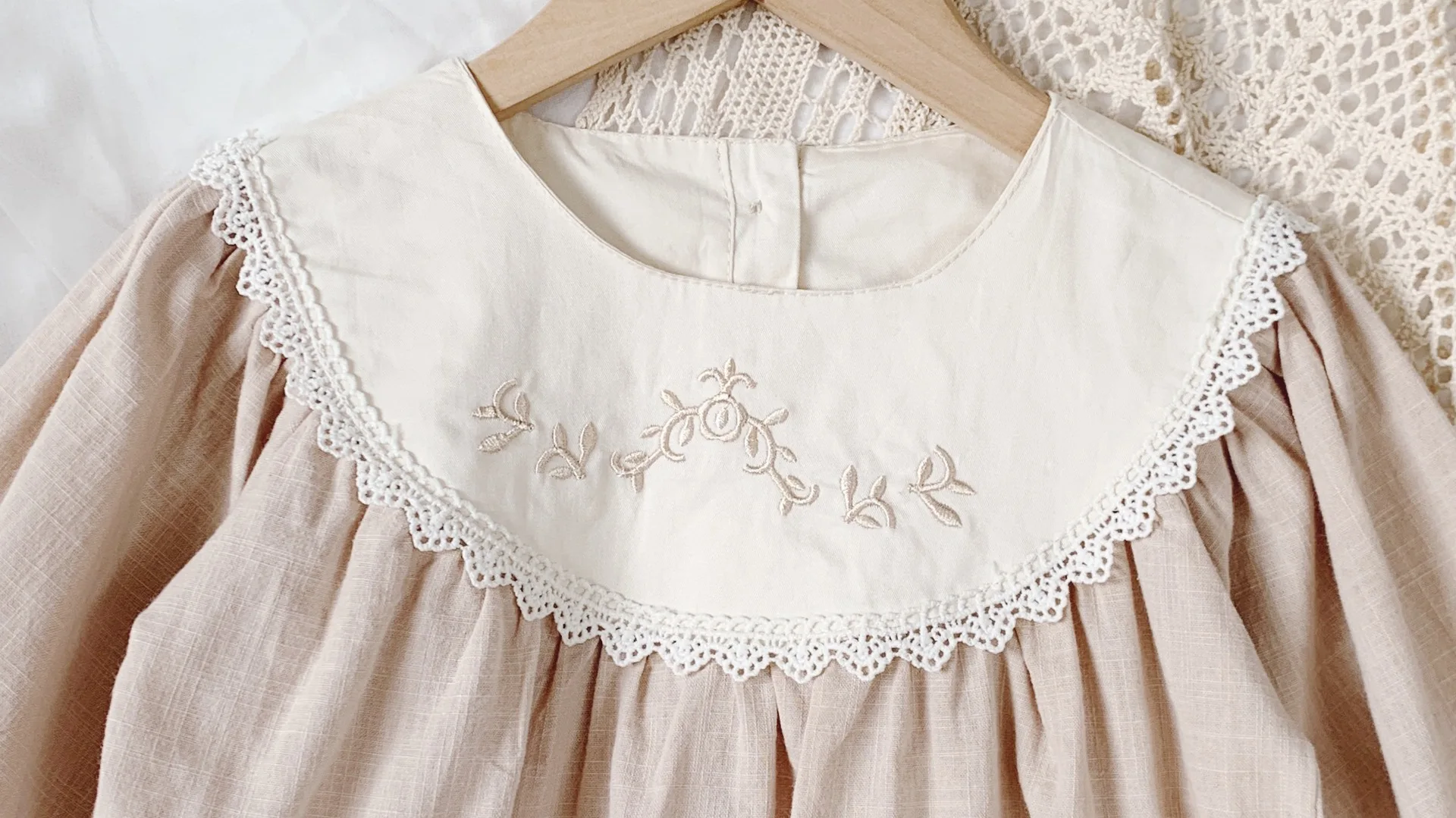 Вышитое кружевное платье принцессы для девочек, Весна-Осень, Хлопковое льняное платье с длинным рукавом, одежда 1