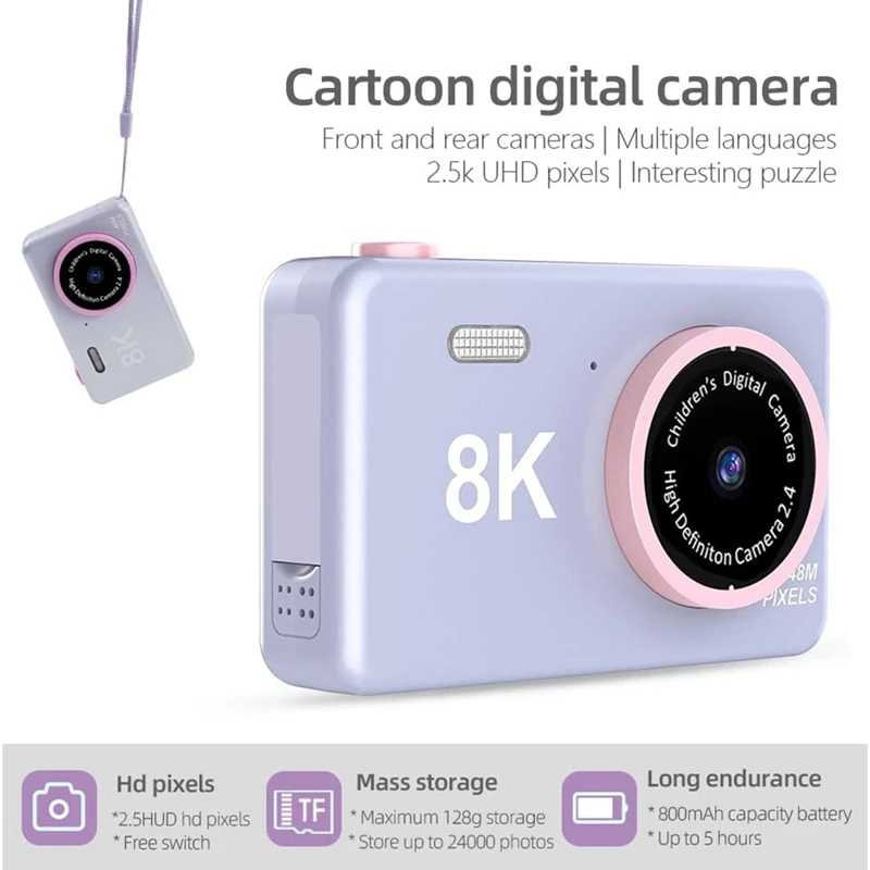 1 комплект цифровой камеры Фронтальная и задняя камеры Full HD 1080P, перезаряжаемая мини-камера для студентов, подростков, детей 5