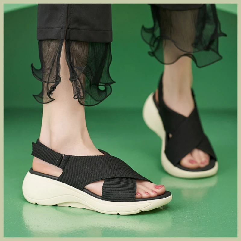 Женские спортивные сандалии на платформе, летние однотонные легкие тапочки, Нескользящая комфортная обувь для отдыха, Zapatillas De Mujeres 1