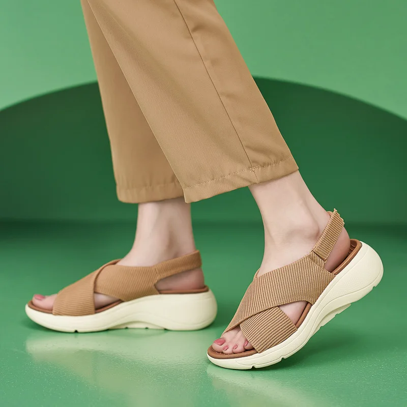 Женские спортивные сандалии на платформе, летние однотонные легкие тапочки, Нескользящая комфортная обувь для отдыха, Zapatillas De Mujeres 2