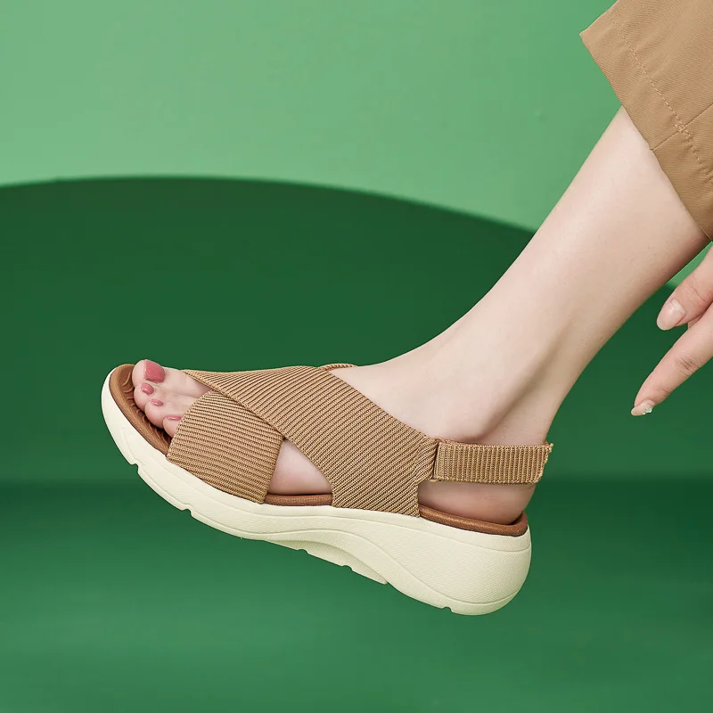 Женские спортивные сандалии на платформе, летние однотонные легкие тапочки, Нескользящая комфортная обувь для отдыха, Zapatillas De Mujeres 3