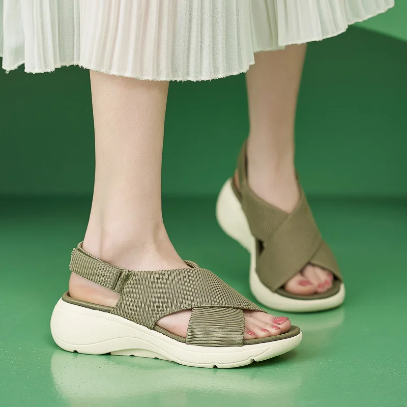 Женские спортивные сандалии на платформе, летние однотонные легкие тапочки, Нескользящая комфортная обувь для отдыха, Zapatillas De Mujeres 4