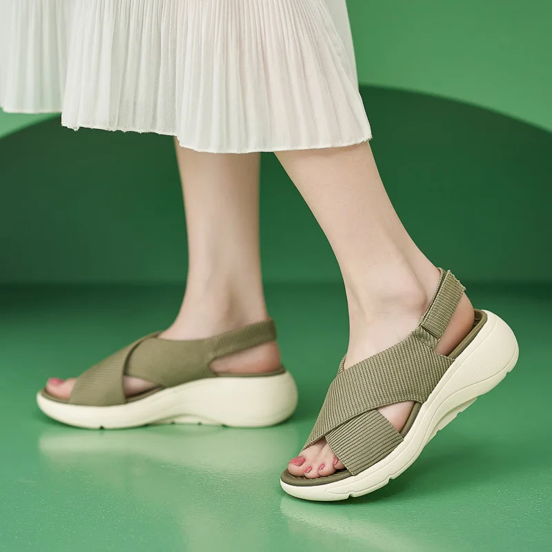 Женские спортивные сандалии на платформе, летние однотонные легкие тапочки, Нескользящая комфортная обувь для отдыха, Zapatillas De Mujeres 5