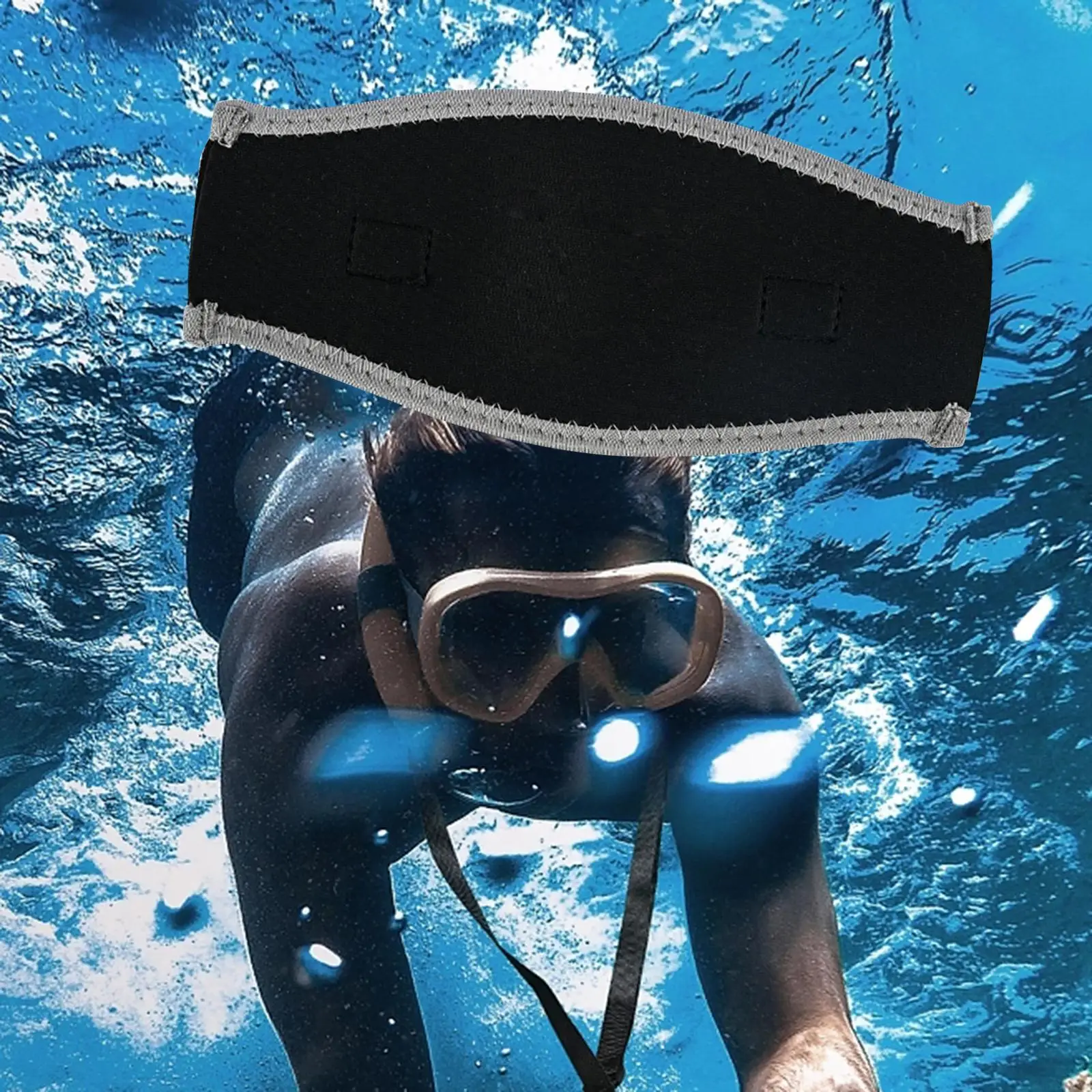 Неопреновая Водонепроницаемая маска для дайвинга с ремешком для подводного плавания с маской и трубкой Защитная лента для длинных волос 3