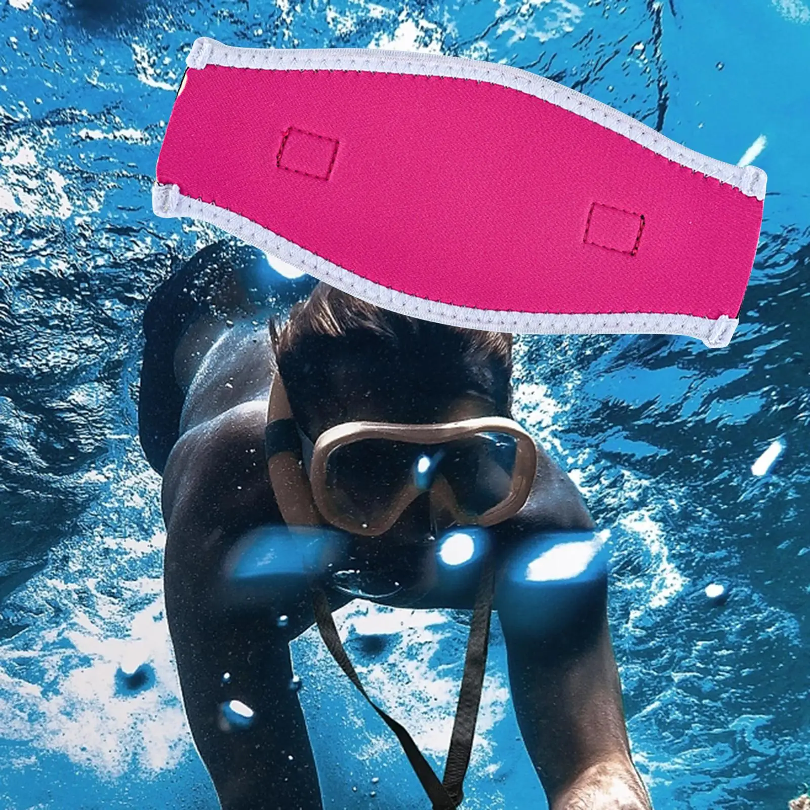 Неопреновая Водонепроницаемая маска для дайвинга с ремешком для подводного плавания с маской и трубкой Защитная лента для длинных волос 4