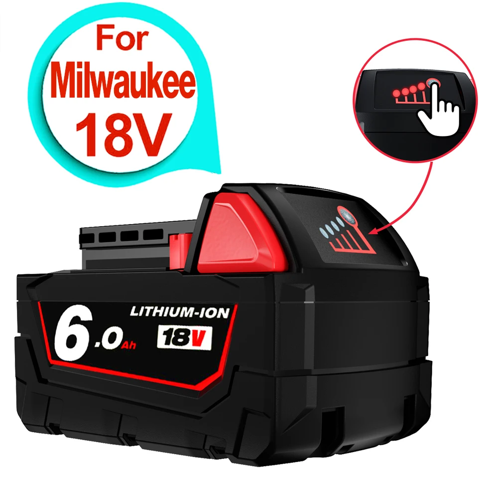 Аккумуляторные батареи для литий-ионного аккумулятора Milwaukee M18B5 XC 18v 9.0/6.0/12.0 Зарядное устройство Ah для Milwaukee M18 12V ~ 18V 0
