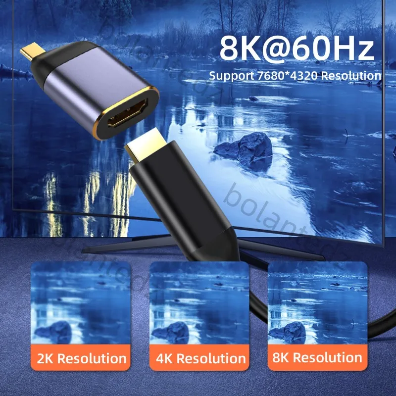 Совместимый с Type C к HDMI кабель 2.1 USB C к кабелю HD 8K при 30 Гц 4K при 120 Гц 48 Гбит / с для кабеля Thunderbolt 3 HDR 4: 4: 4 для MacBook 5