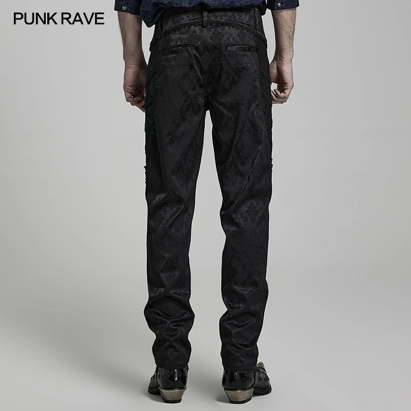 Мужские брюки с готическим принтом в стиле панк РЕЙВ, темные облегающие вечерние кружевные украшения, великолепные жаккардовые мужские 3D брюки 2