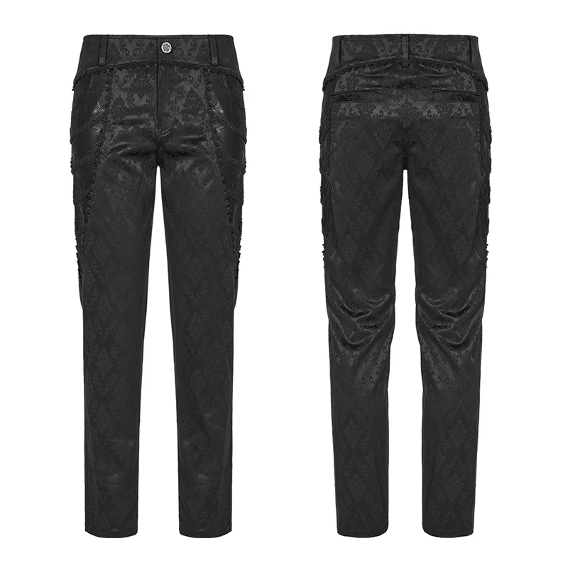 Мужские брюки с готическим принтом в стиле панк РЕЙВ, темные облегающие вечерние кружевные украшения, великолепные жаккардовые мужские 3D брюки 4