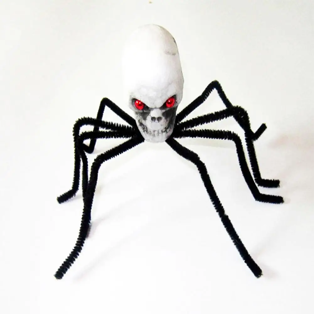 Паук с черепом на Хэллоуин, Жуткие украшения с пауками на Хэллоуин, реалистичные украшения с черепом на голове для домов с привидениями, вечеринок, баров 0