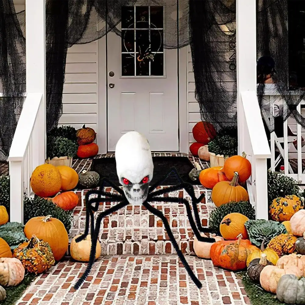 Паук с черепом на Хэллоуин, Жуткие украшения с пауками на Хэллоуин, реалистичные украшения с черепом на голове для домов с привидениями, вечеринок, баров 3