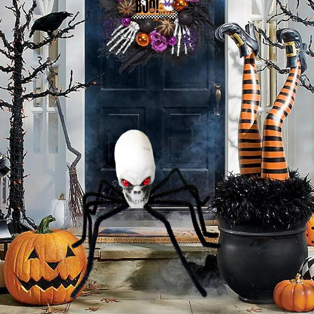 Паук с черепом на Хэллоуин, Жуткие украшения с пауками на Хэллоуин, реалистичные украшения с черепом на голове для домов с привидениями, вечеринок, баров 4