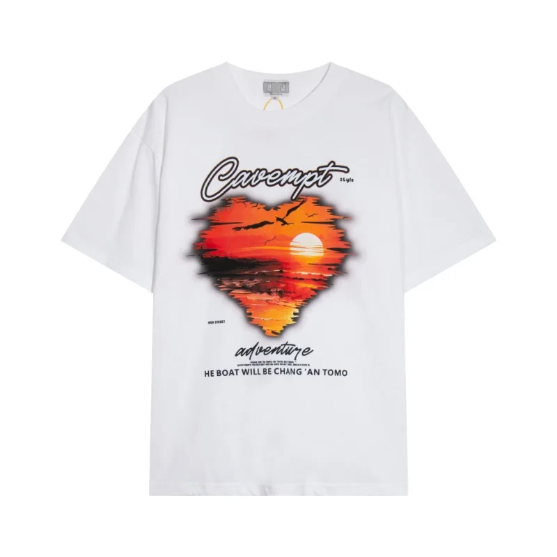 Свободная мужская и женская футболка с коротким рукавом CAVEMPT C.E Cav empt CE 23SS с принтом Sunset Beach Очень большого размера 1