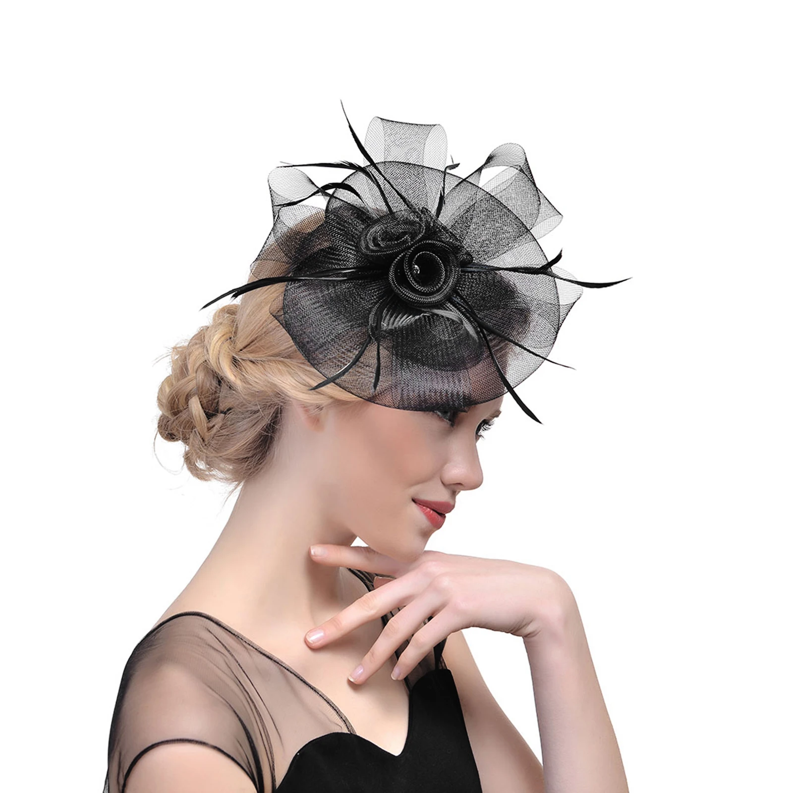 Винтажная заколка для волос 2023, женские шляпы-чародейки, Элегантные перья, сетчатые повязки в стиле Кентукки-дерби, зажим для чаепития, свадебные головные уборы 1