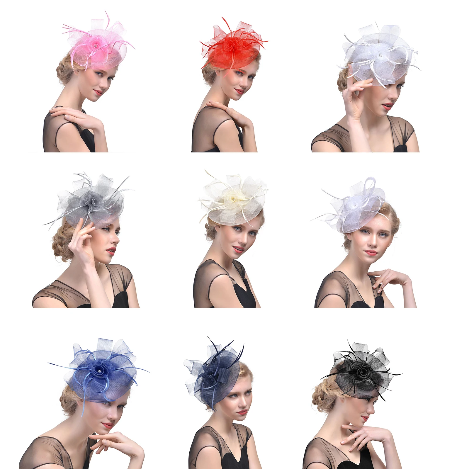Винтажная заколка для волос 2023, женские шляпы-чародейки, Элегантные перья, сетчатые повязки в стиле Кентукки-дерби, зажим для чаепития, свадебные головные уборы 3