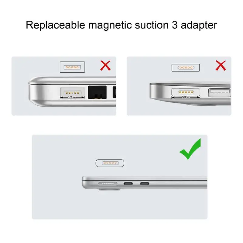 Магнитный адаптер USB C Быстрая зарядка от USB C до магнитного адаптера 3 типа C Портативный магнитный адаптер из алюминиевого сплава серебристого цвета USB C 4