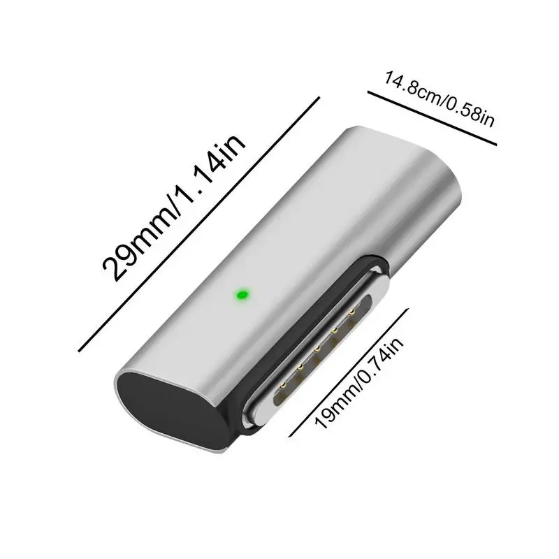 Магнитный адаптер USB C Быстрая зарядка от USB C до магнитного адаптера 3 типа C Портативный магнитный адаптер из алюминиевого сплава серебристого цвета USB C 5