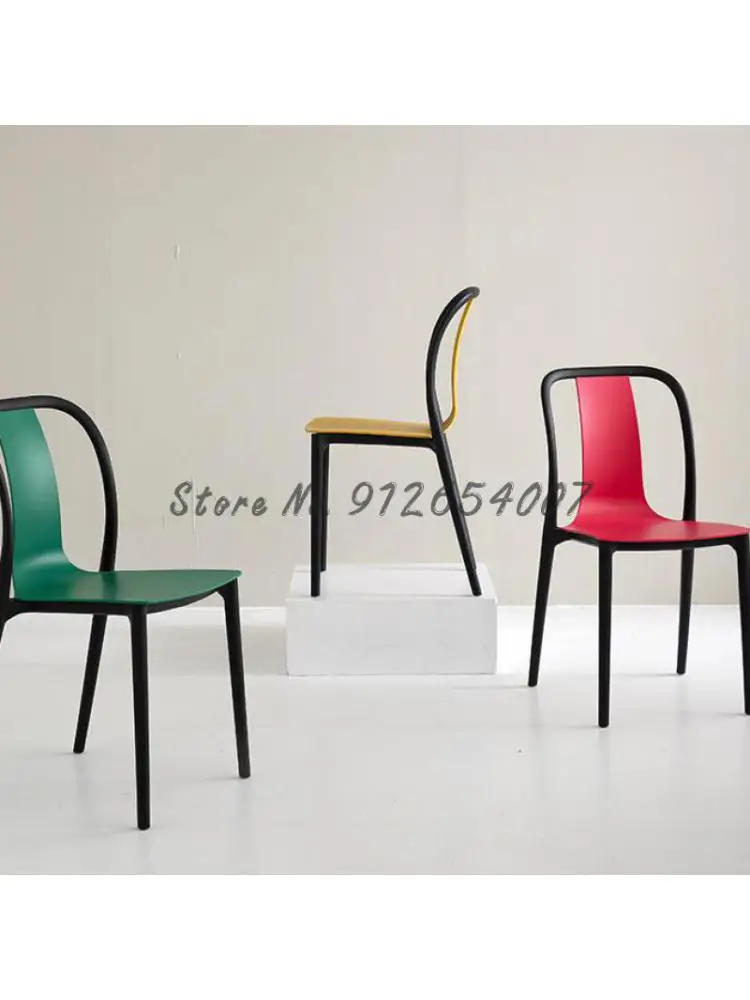 Скандинавский пластиковый стул Со спинкой, простой современный обеденный стул из сетки для взрослых, красный, для домашнего отдыха, кафе, обеденный стол на открытом воздухе и стул 2