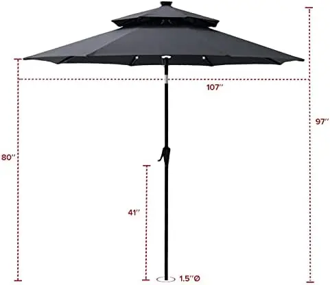 9-футовый двухстворчатый уличный торговый столик на солнечной энергии, зонт со светодиодной подсветкой и наклоном 5