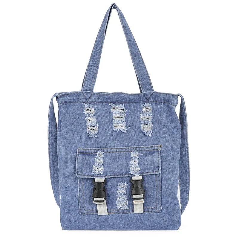 Новая джинсовая сумка через плечо для женщин, сумка через плечо с высококачественной женской сумкой, большая сумка-тоут 4