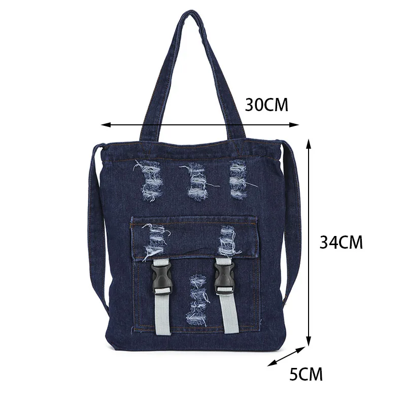 Новая джинсовая сумка через плечо для женщин, сумка через плечо с высококачественной женской сумкой, большая сумка-тоут 5